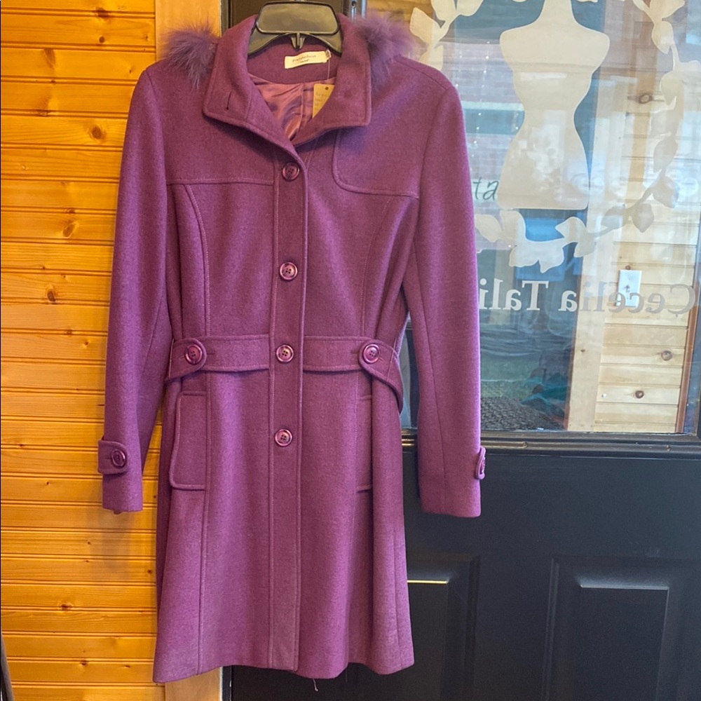 Grape Purple Wool Blend Hooded Jacket